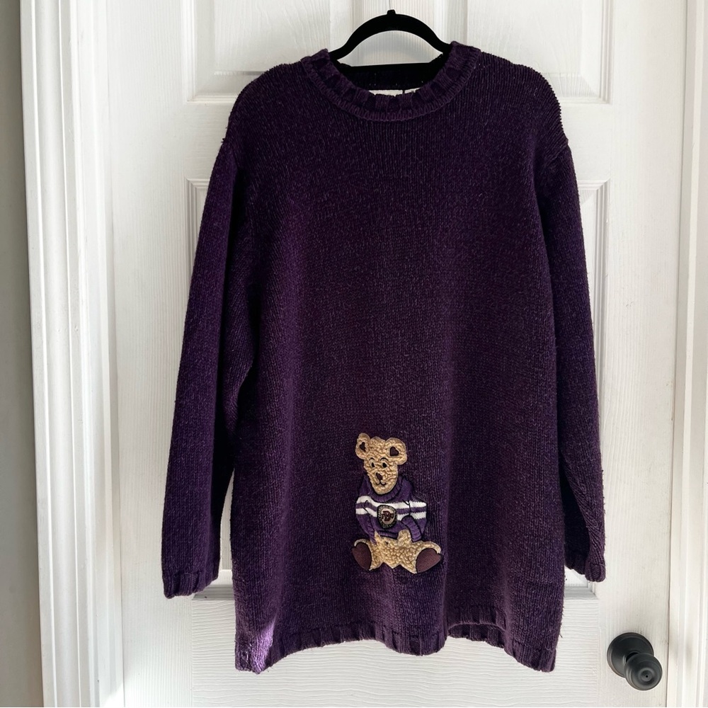 Vintage Y2K Fashion Bug Purple Teddy Bear Sweater with Bear Motif 18/20